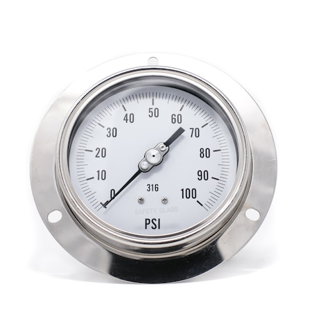 Pic Gauges 4 in Dial, 1/4 in NPT Male Lower Back Location, Stainless Steel Case Material PRO-314D-404E